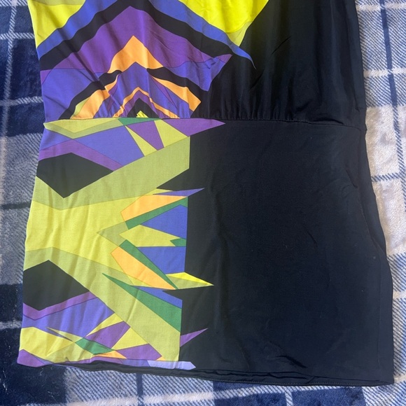 Y2k BCBGMaxAzria Abstract Geometric Tunic in Purple, Yellow & Green - Picture 3 of 10